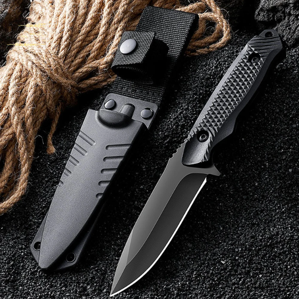 Outdoor Fixed Blade Utility Cutter Non-slip Handle Multifunctional Camping Cutting Tool With Carry Sheath For Hiking Survival Ro