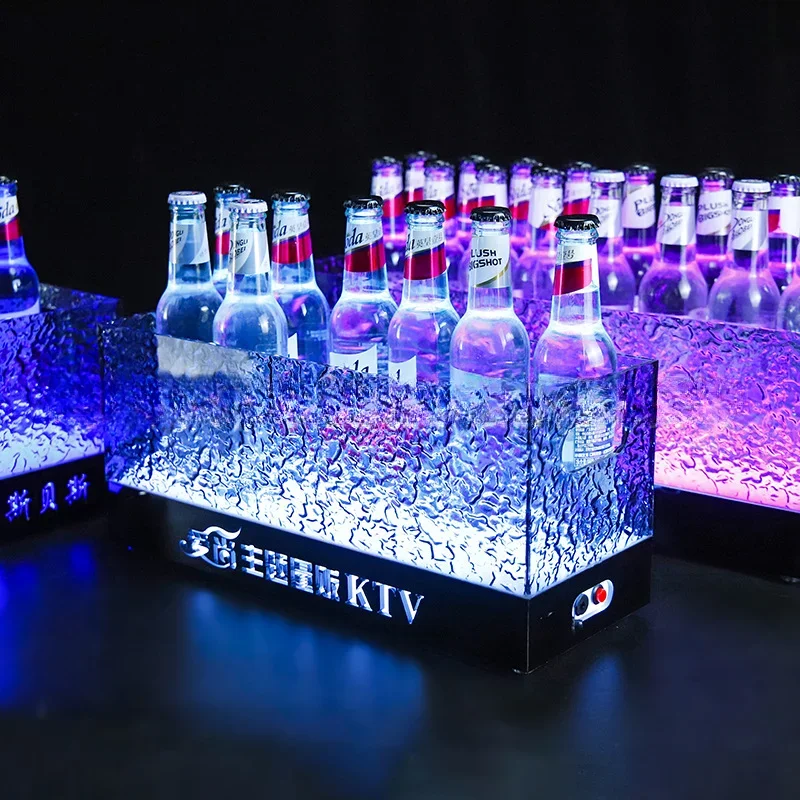 LED bar luminous ice bucket KTV special high-value beer frame champagne transparent ice ice cube wine holder base