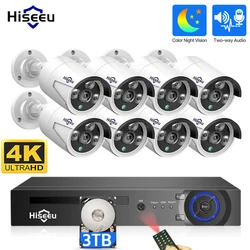 Hiseeu 5MP POE IP Camera System Set Waterproof AI Human Motion Detection 8CH NVR H.265 Wired CCTV Surveillance Camera Kit