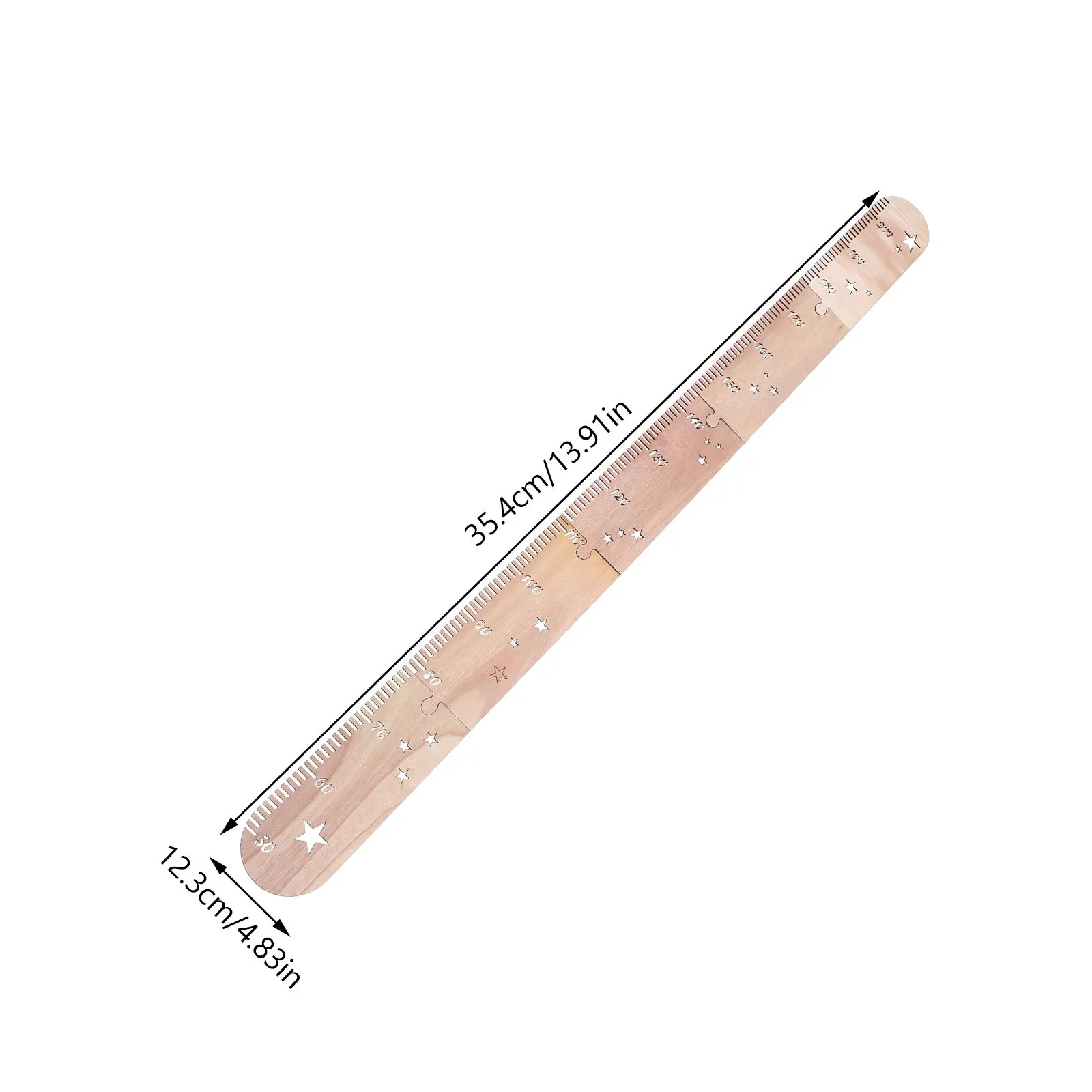 1Set Wooden Star Design Growth Chart for Kids Height Measurement Wall Hanging Ruler Playroom Decor Kids Growth Chart Wall