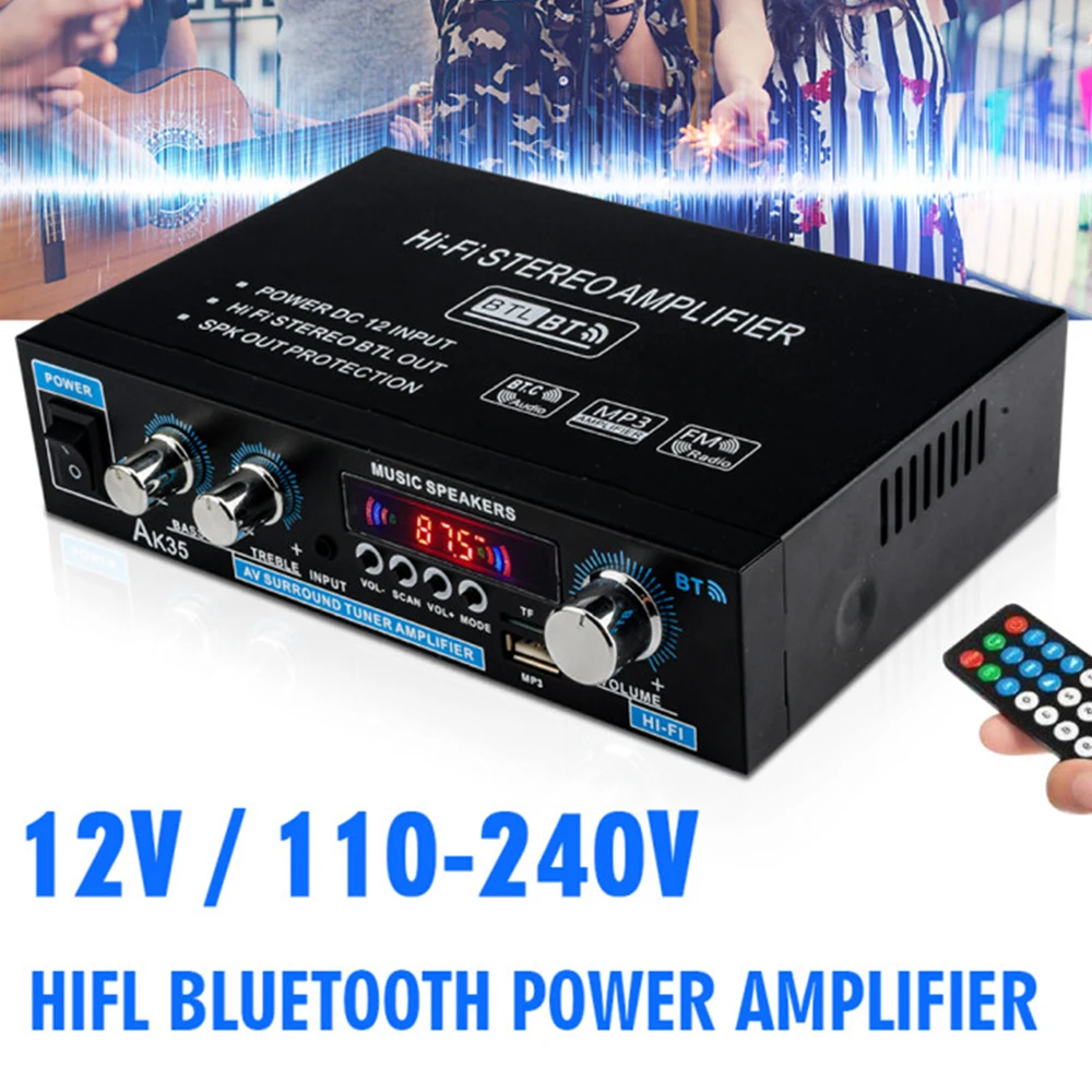 600 Вт беспроводной Bluetooth усилитель 2CH HiFi аудио стерео мощность AMP USB FM радио автомобильный домашний сабвуфер усилитель с дистанционным управлением