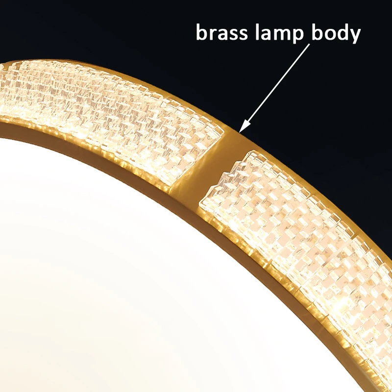 ضوء سقف LED فاخر من النحاس، مستدير بسيط وحديث، إبداعي لغرفة النوم وغرفة المعيشة