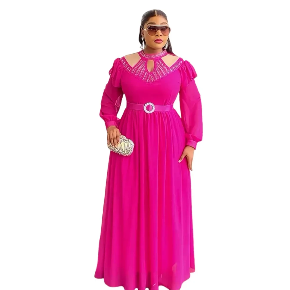 فساتين أفريقية أنيقة للنساء الماس ثوب مسائي مربوط فستان حفلات الزفاف Dashiki أنقرة أفريقيا تجهيزات الملابس قفطان