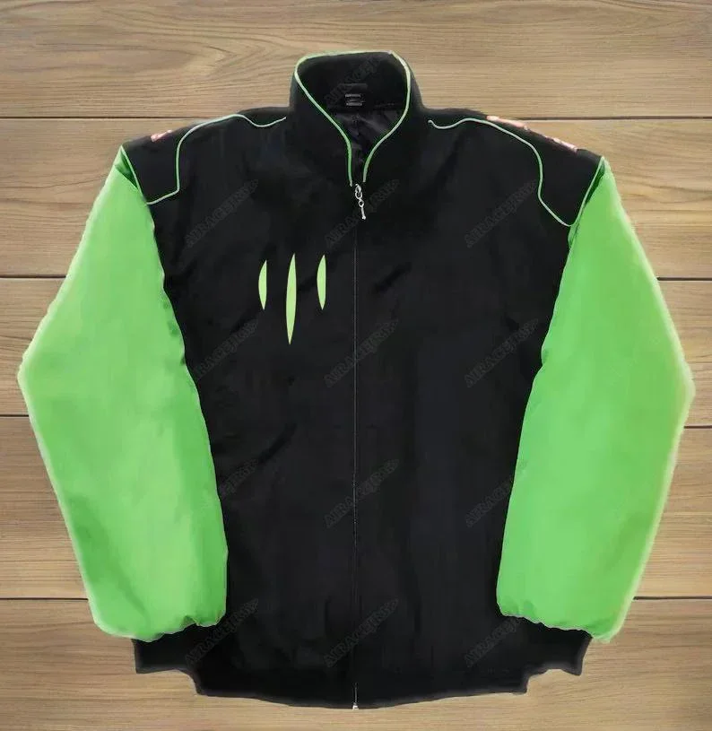 Sudadera de Algodón para Equipo Kawasaki Racing Motos GP SBK, Chaquetas para Hombre y Mujer, Resistentes al Viento, Cálidas, con Logotipo Bordado, Cierre de Cremallera, Negro y Verde