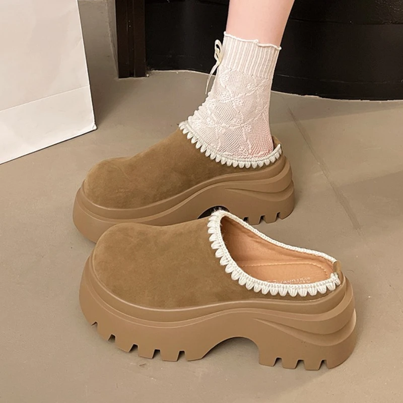 

Suede Women Platform Slippers Trend Mules Shoes New 2025 Casual Sneakers Winter Slingback Flip Flops Sport Woman Slides Zapatos