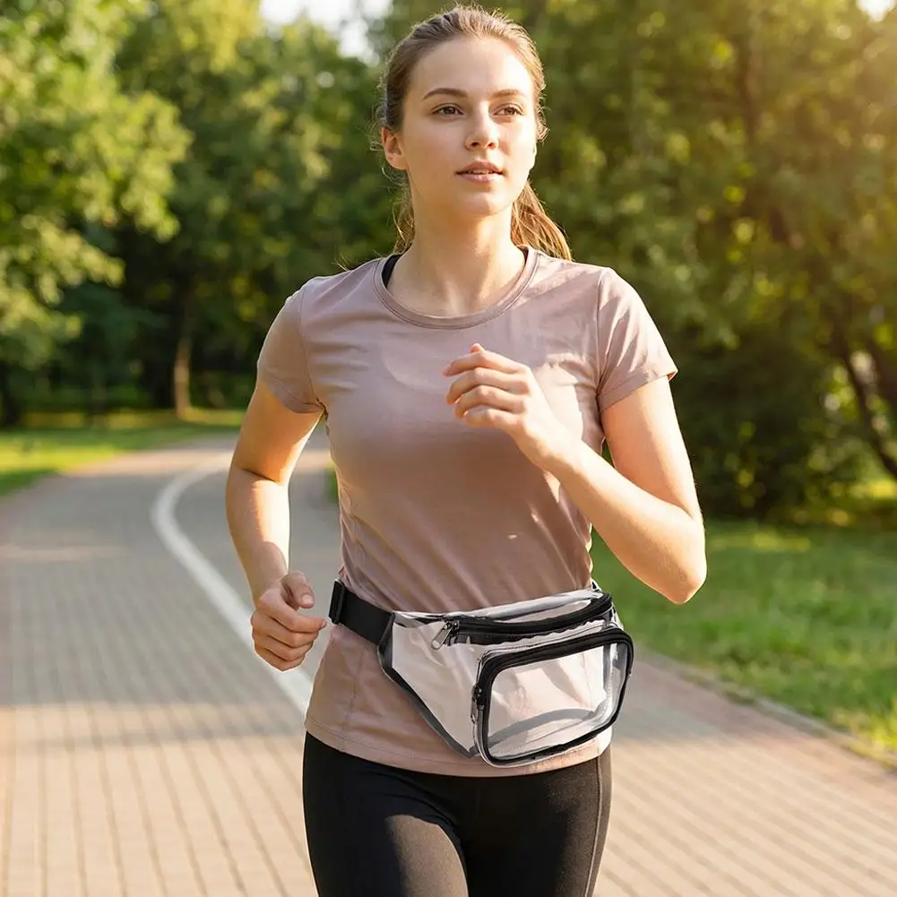 Multi Pockets Waterproof Transparent Waist Bag Adjustable Strap Double Pockets Crossbody Belt Bag For Sports - view 2