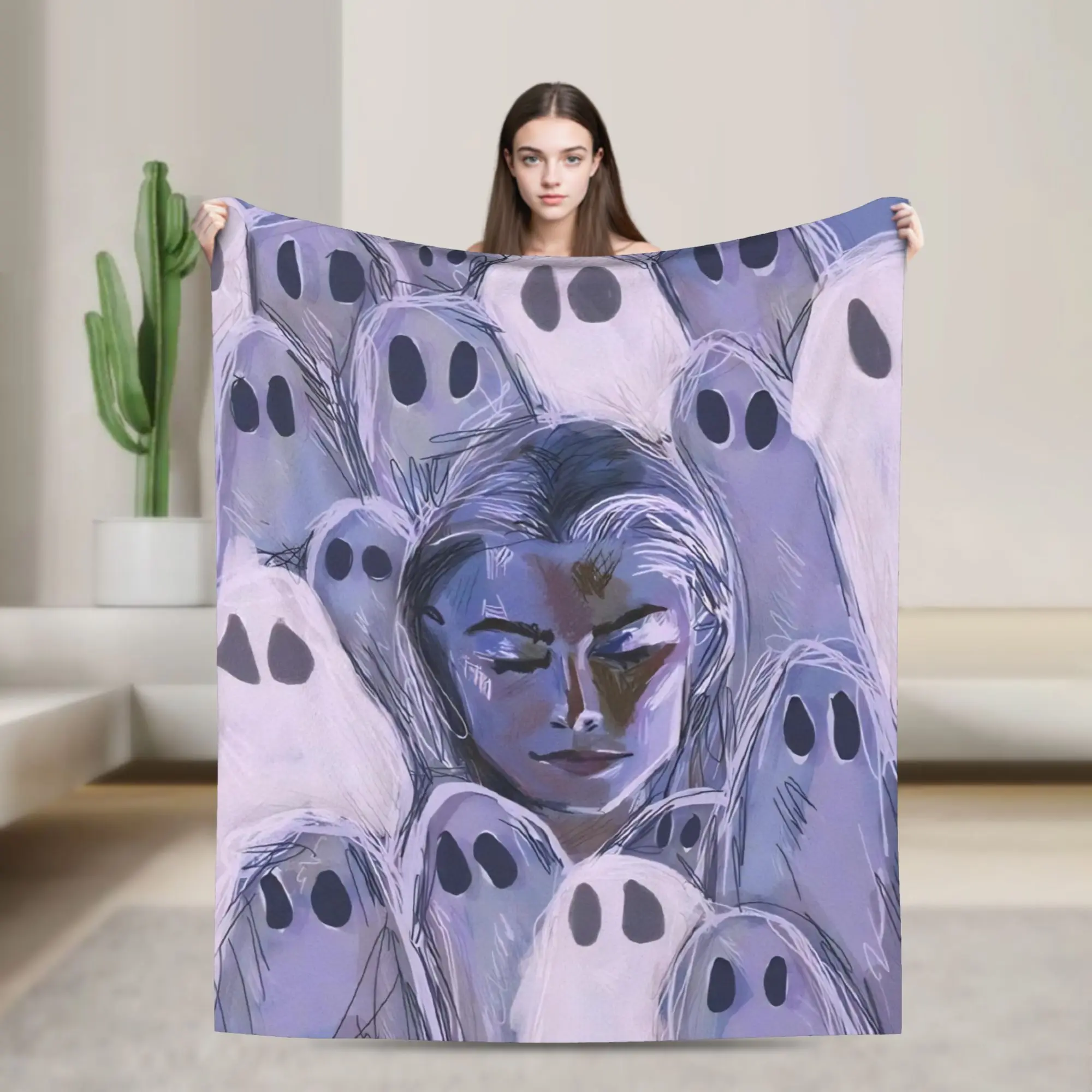 Phoebes Bridgerse Blankets Flannel Summer Air Conditioning Ghost Portable Super Soft Throw Blanket for Sofa Travel Rug Piece