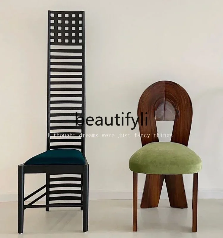 

ss CMedieval dining chair furniture designer black walnut book chair solid wood backrest home retro chair wabi sandy wind simple