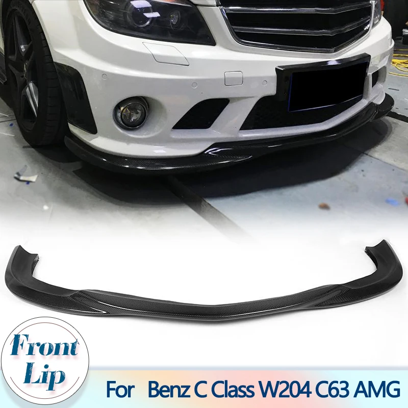 

Автомобильный передний бампер, спойлер для Mercedes Benz C Class W204 C63 AMG 2009-2011, гоночный фартук из углеродного волокна, фартук для подбородка, комплект кузова