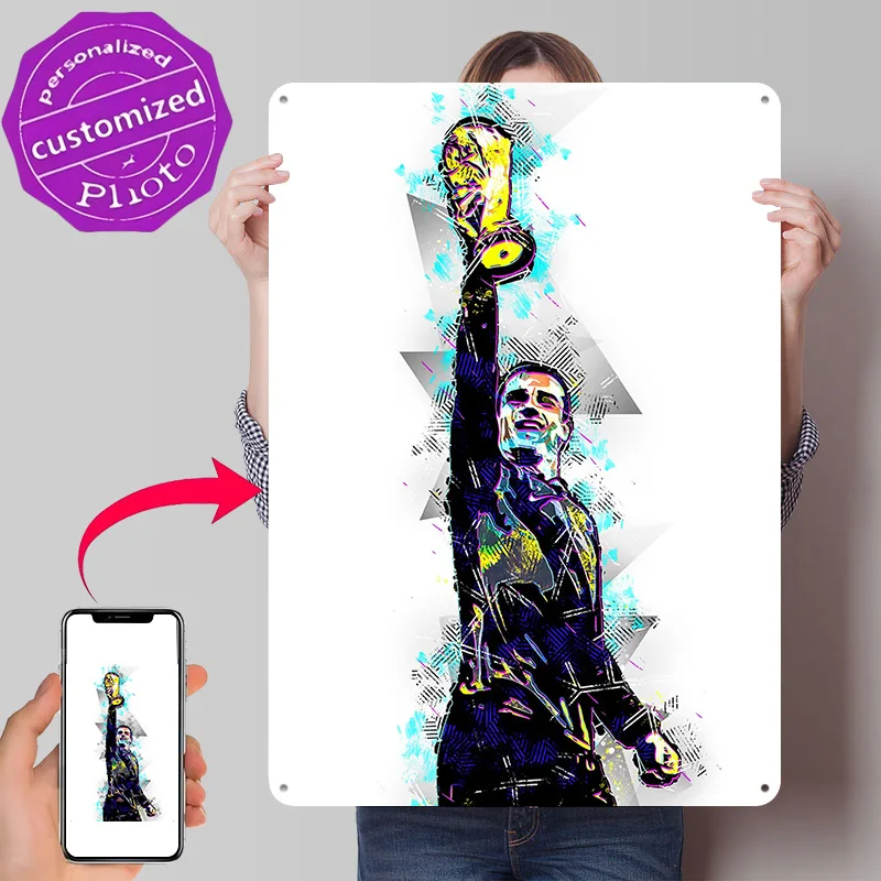 Antoine Griezmann Color Poster Retro 3D Printed Metal Signs Customized Wall Hanging Gift for Luxury Decoration Home Decor Items