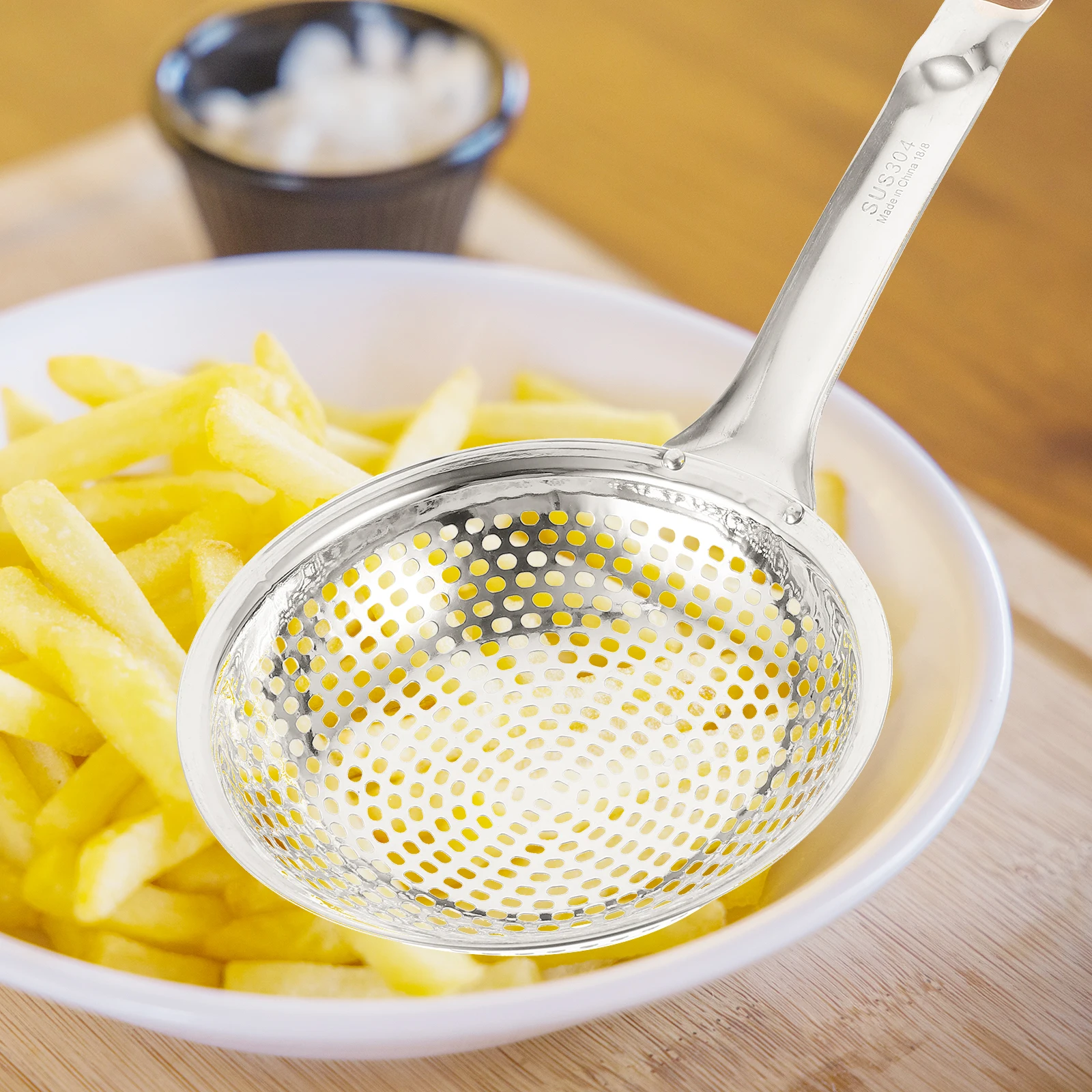 

Stainless Steel Slotted Spoon Strainer Skimmer Kitchen Tool Oil Water Separator Food Scoop Filter For Chips Vegetables Meats