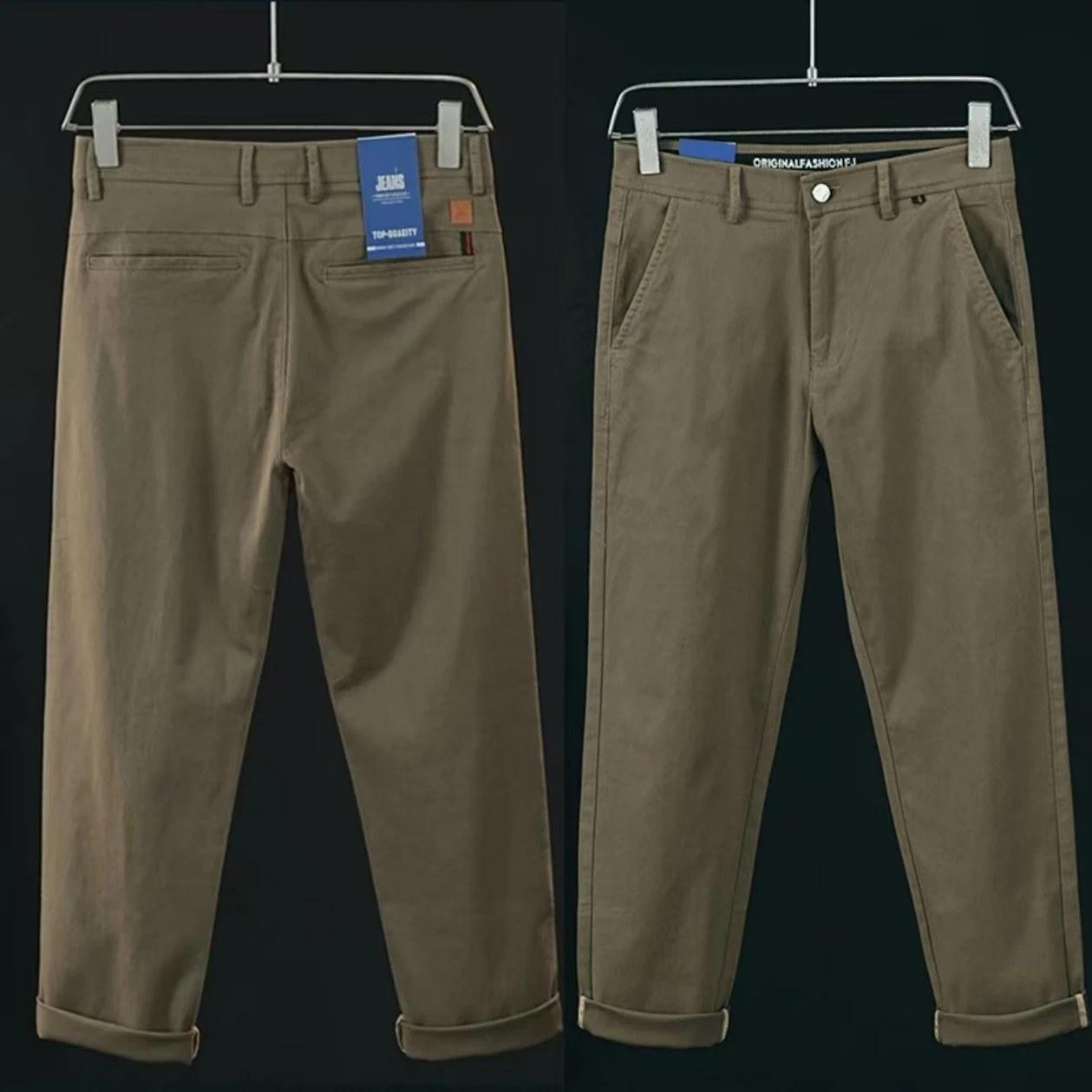 

Business Casual Men's Loose Straight Leg Elastic Cotton Pants Spring Autumn New Style Versatile Men's Trousers Trendy Fashion