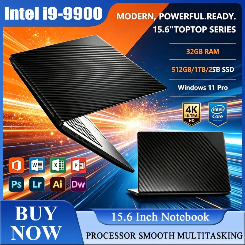 2026 New 15.6'' Laptop Intel Core I9-9900 32GB 2TB Gaming PC Ultra Slim Office Study Computer PC Windows 11 Pro 1920*1080 HD