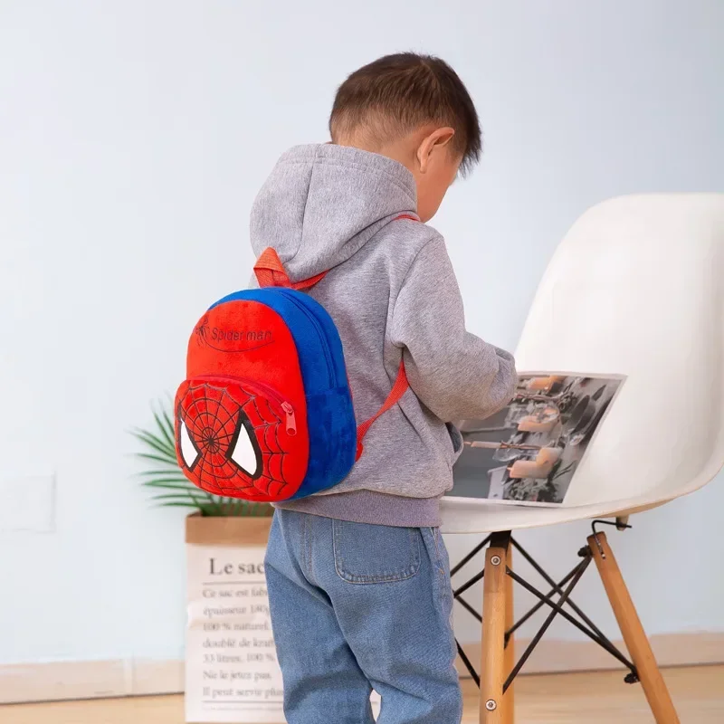 Kindergarten baby 1-3-4 years old backpack Spiderman plush cute cartoon children small backpack gift
