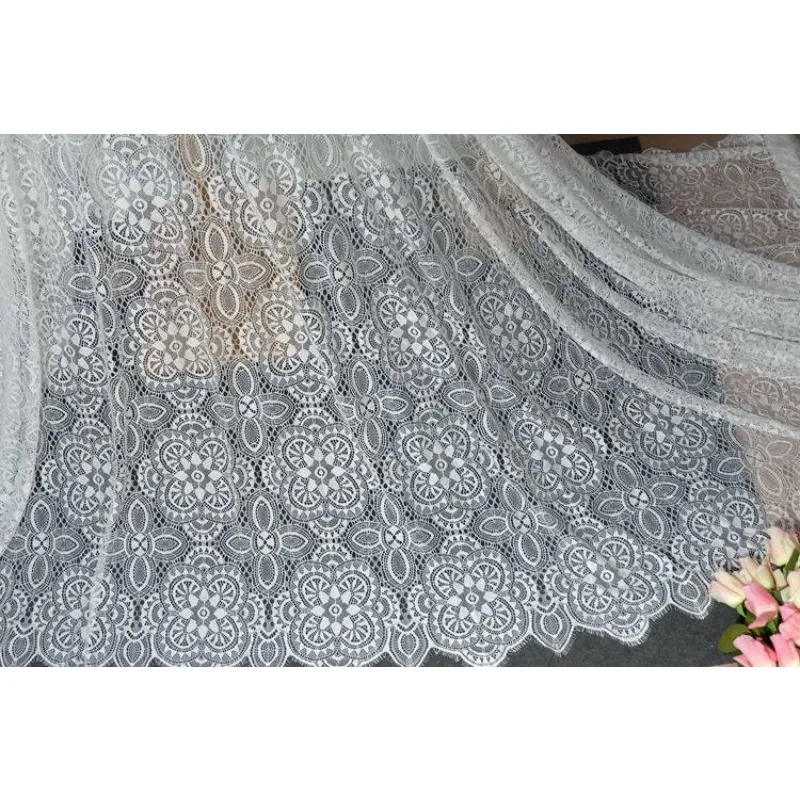幅15メートルの精巧なフルパターンウェディングアイラッシュレース、手作りdiy衣類、ドレス、カーテン素材