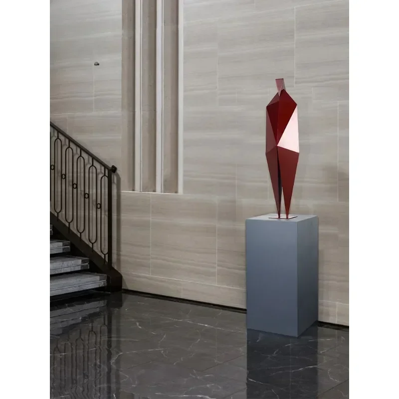 Sculptured Ornaments Floor Hallway Stainless Steel Metal Abstract Man