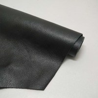 Lychee Pattern Grain Black Soft Upholstery Cowhide Genuine Leather Hide Large Cow Skin DIY Handwork for Shoes Belts Keychain Etc