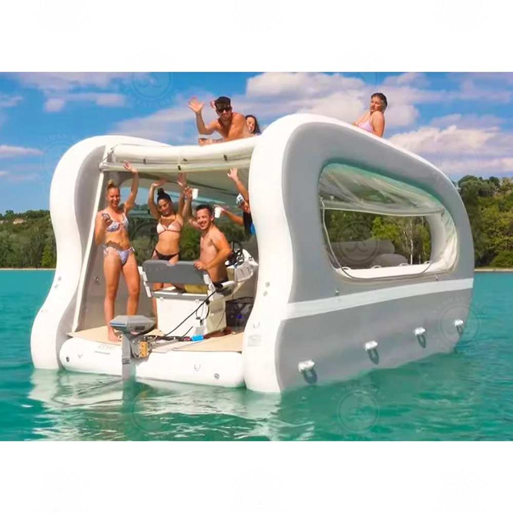 

4.5x2.5x2m Luxury Inflatable Electric Water Villa Manufacturers Quality Hausboot Floating Houseboat For Sea