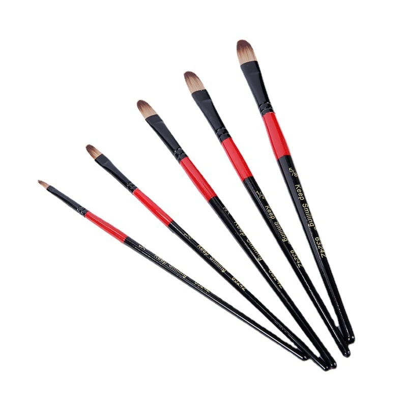 5Pcs Premium Acrylic Oil Paint Brushes Set Round Pointed Tip Paintbrushes for All Purpose Oil Watercolor Painting Artist