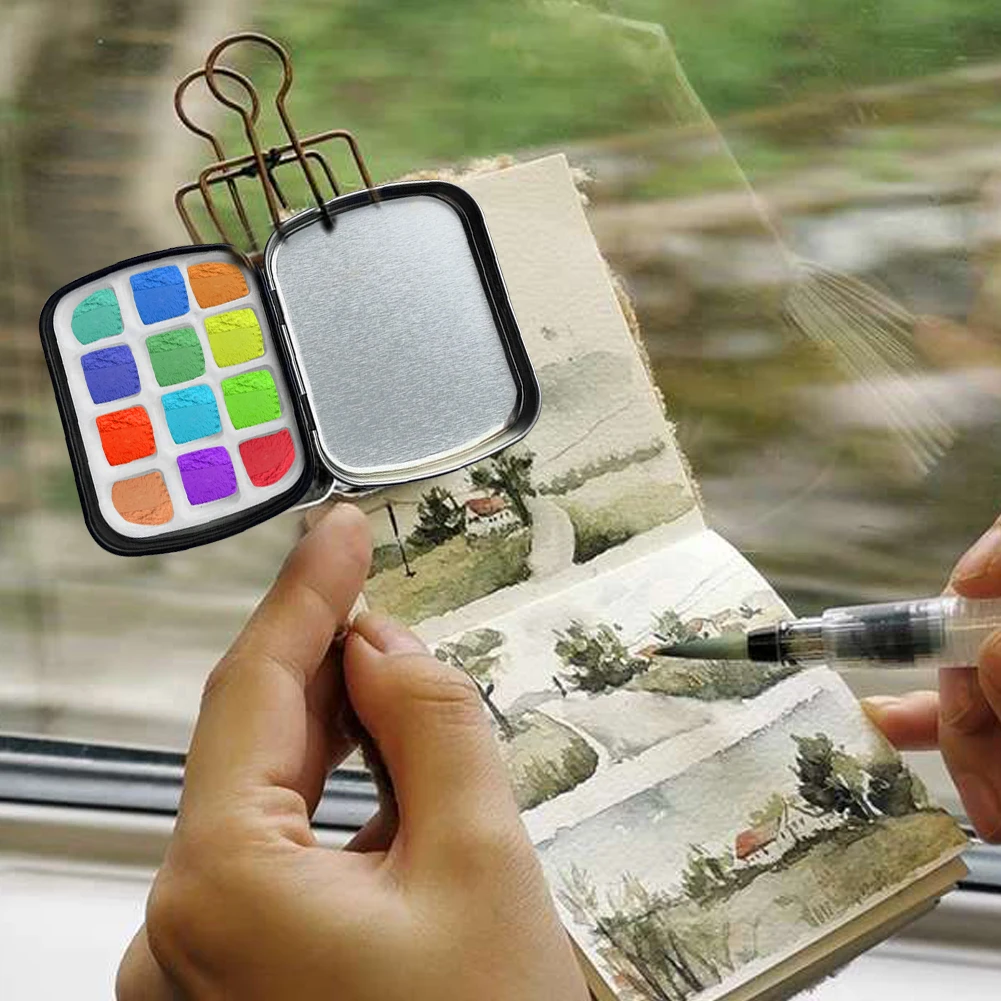 2 шт. DIY путешествия мини пустой металл уличная живопись портативный миксер искусства акварельная палитра коробка встроенный лоток для краски с крышкой