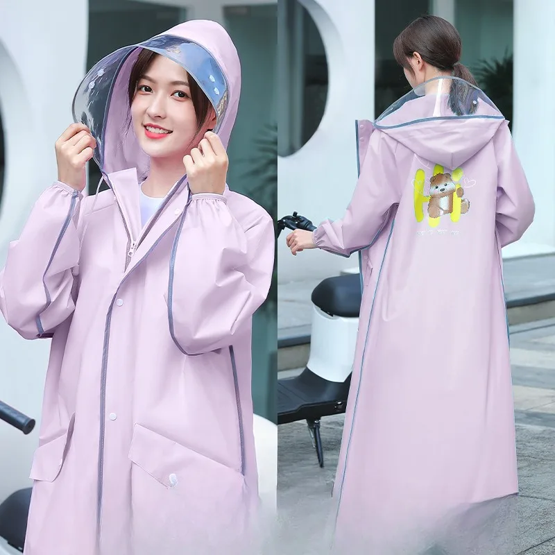 여성용 긴 전신 방우 판초, 싱글 원피스, 성인 비옷