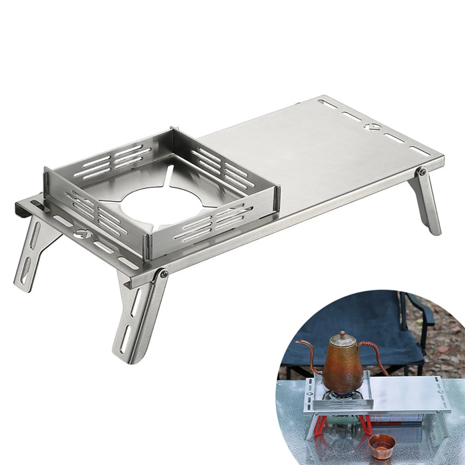 

Портативный складной стол для кемпинга, стол для кемпинга с нагрузкой 5 кг, столы для кемпинга из нержавеющей стали, складные легкие и ветрозащитные