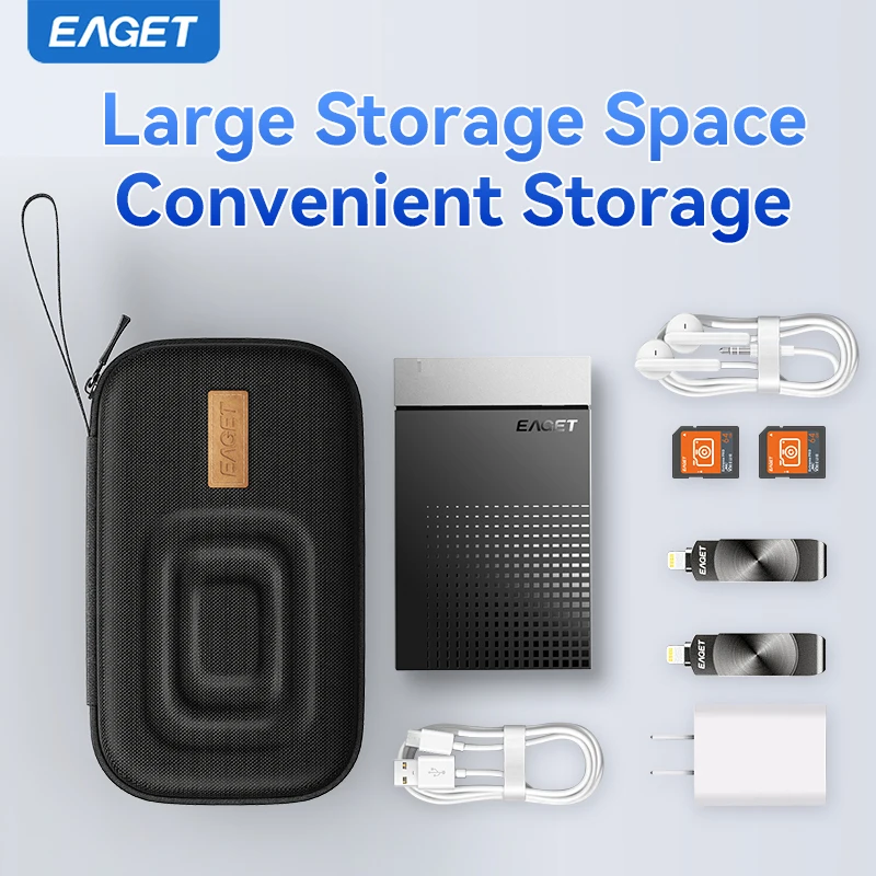 Eaget 2.5 Inch HDD Box Bag Case Portable Hard Drive Bag for External Portable HDD Box Case Storage Protection Black