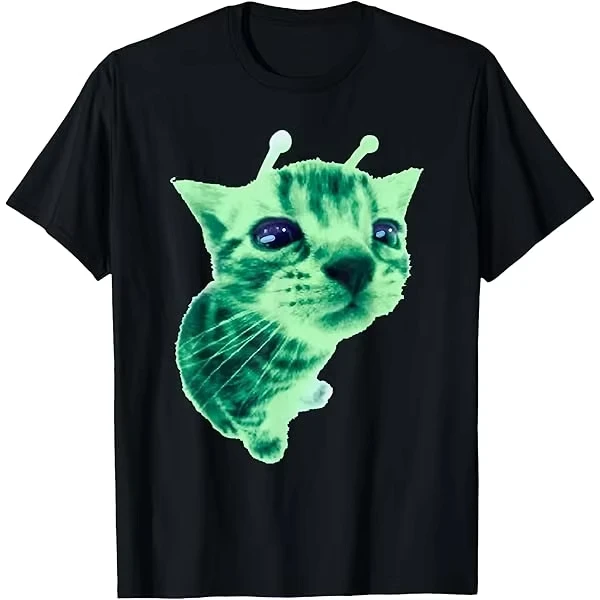 Y2K Alien Cat Meme Women's T-shirt Streetwear Y2K Tee Summer Women Top Ironic Humor Gen Z Alpha Brain Rot Humor Women's Clothing