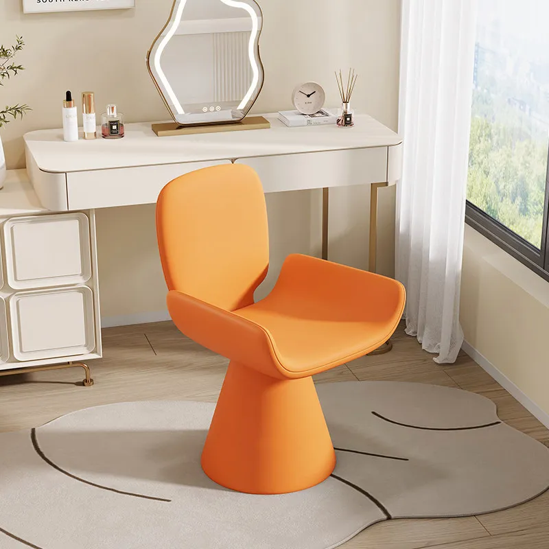 Orange Ergonomic Makeup Vanity Chair Upgrade Narrow Luxury Makeup Vanity Chair Black Designer Silla Tocador Bedroom Furniture