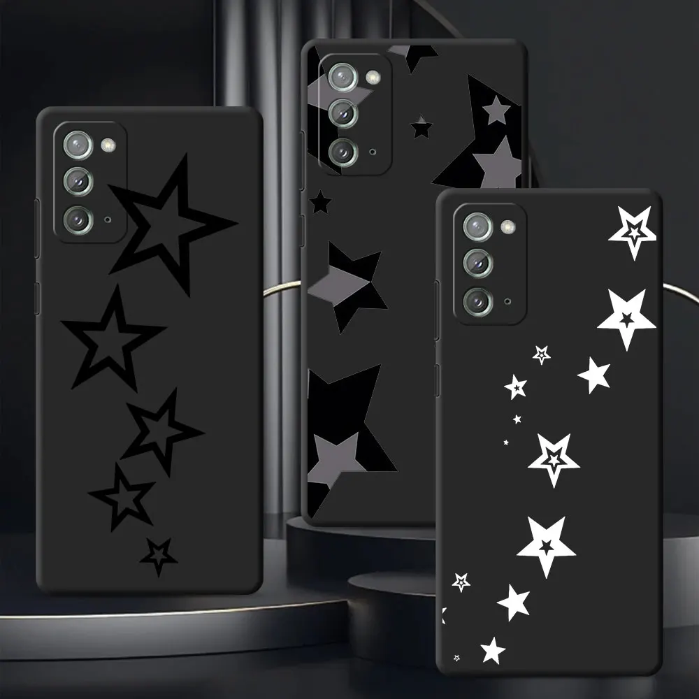 Black Case For Samsung Galaxy Note 20 Ultra 5G 10 Plus 9 TPU Phone Cover M12 J6 Plus J7 J8 J5 Prime Stars Five-Pointed Star