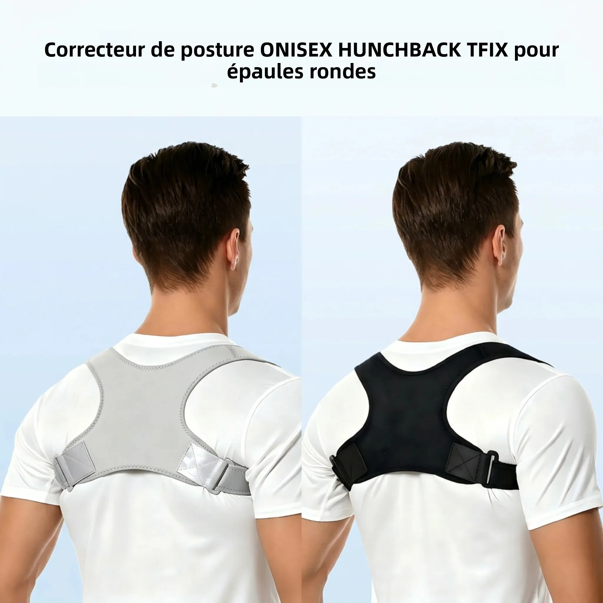 Correcteur de posture unisexe invisible pour le dos et les épaules, réglable, respirant, en tissu OK, pour corriger la cyphose, utilisation quotidienne au bureau