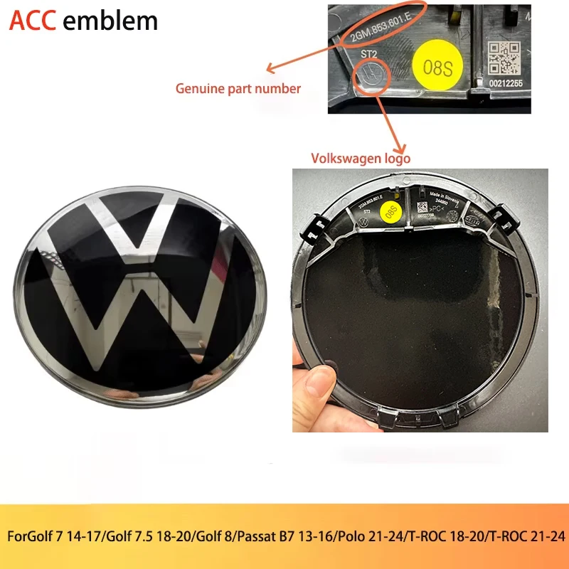 ACC Car Front Grill Emblem Lid For Volkswagen Golf 7/7.5/8/Passat /Polo /T-ROC