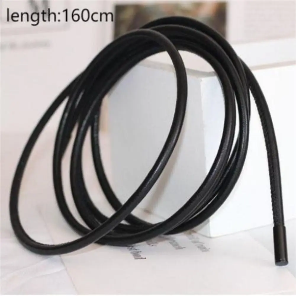 New Non-hole Round Rope Belt Waist Chain Solid Color Leather Thin Belt Sweater Strap Women