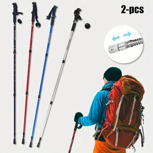 

2 шт., прочная 3-секционная регулируемая походная трость из алюминиевого сплава, эргономичная удобная ручка с 1 надписью и амортизирующей системой, костюм