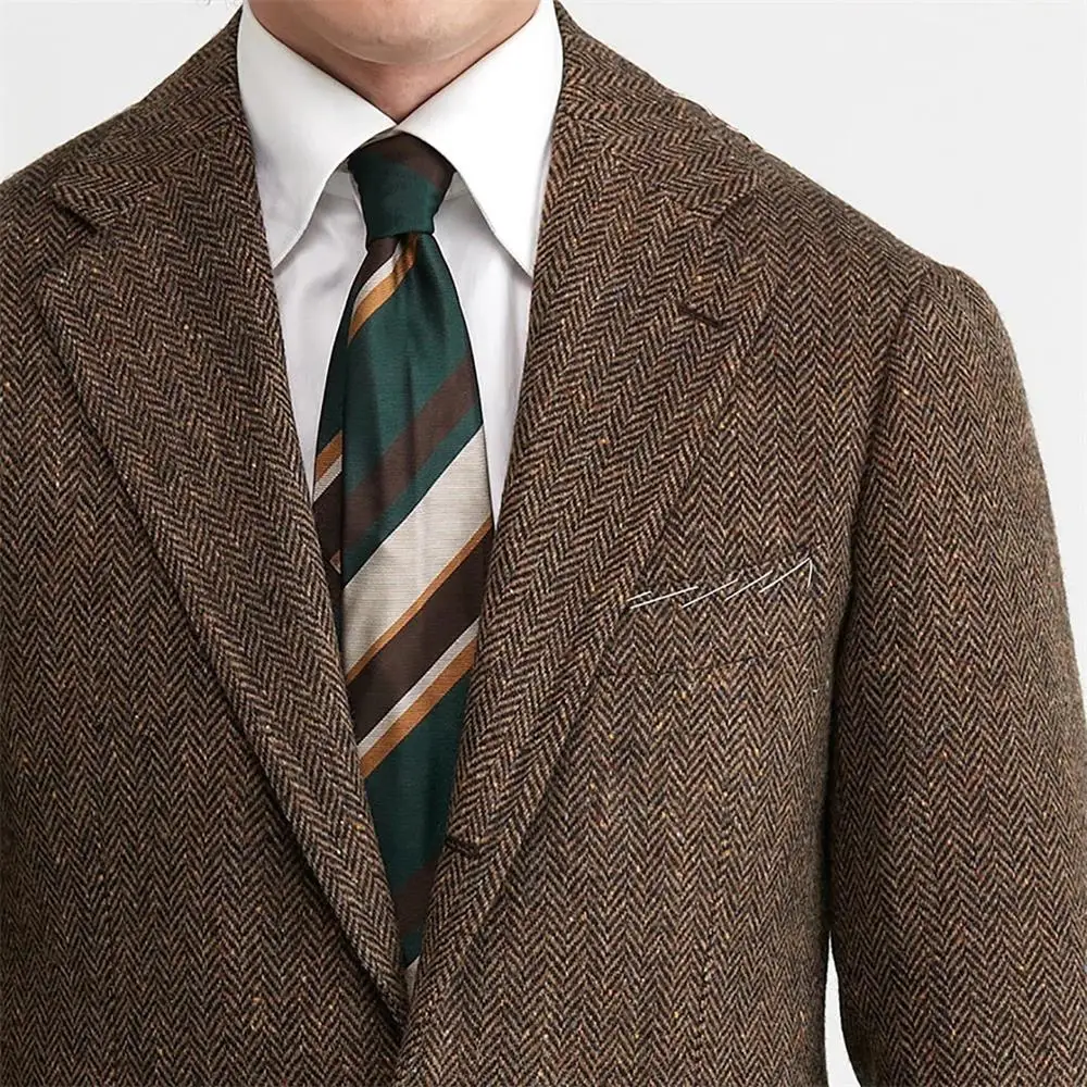 Cappotto corto da uomo in misto lana Giacca da uomo italiana retrò a spina di pesce Giacca da uomo casual slim fit in stile coreano