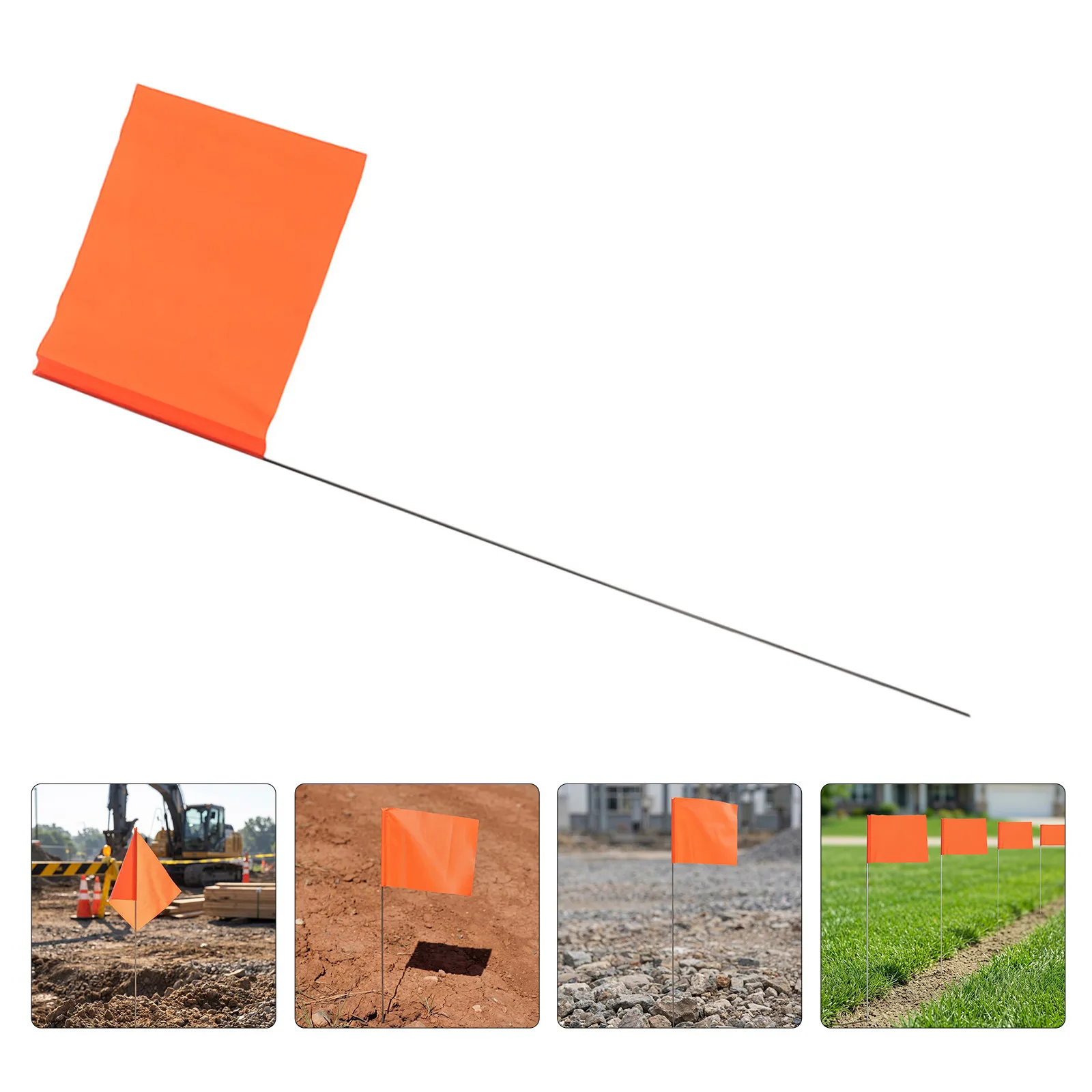 40Pcs Orange Ground Marking Flags 15x5 Inch Stable Steel Wire Stake for Outdoor Yard Lawn Boundary Survey Landscaping