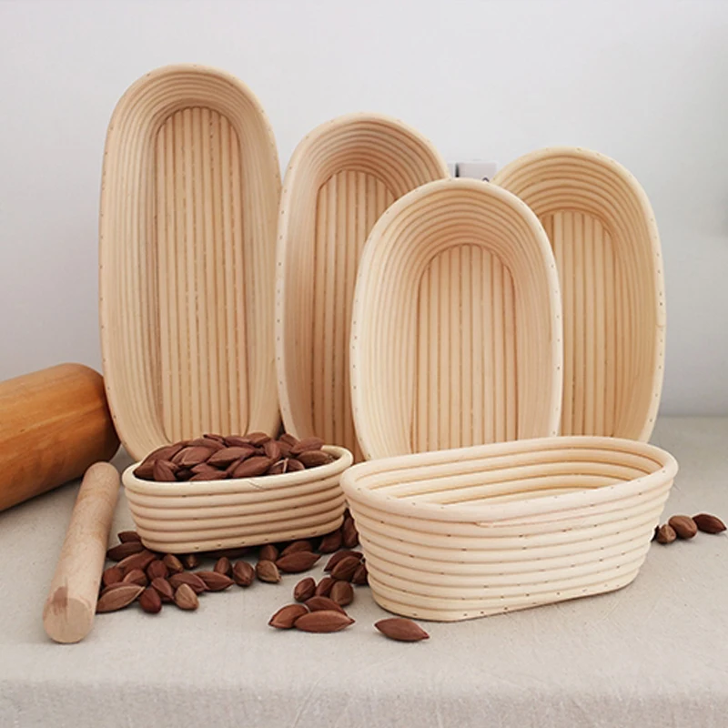 Oval Banneton Dough Fermentation Bread Proofing Baskets Sourdough Rattan Basket With Liners for Professional and Home Bakers