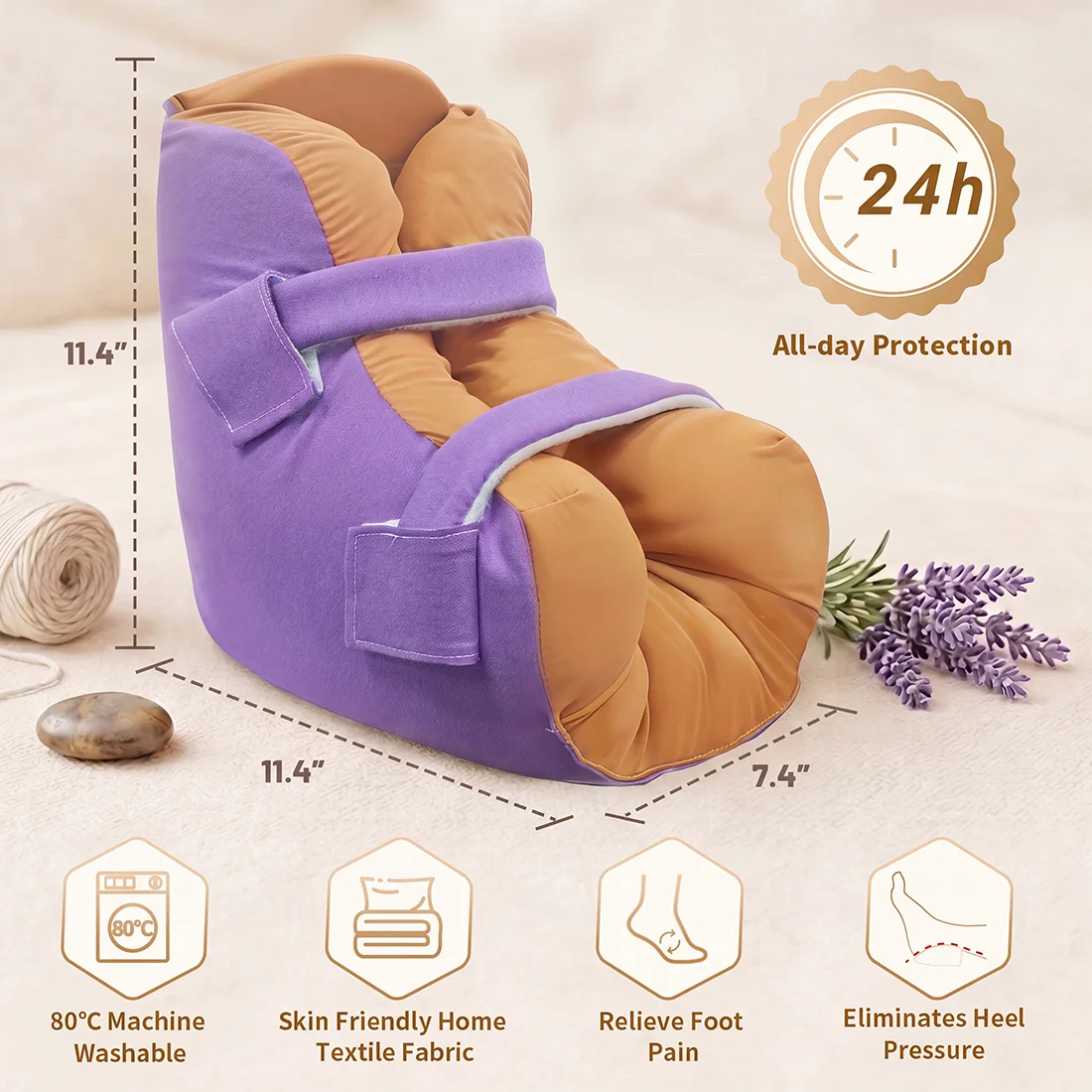 Ehucon Heel Pressure Relief Pad, Medical Grade Bed Sore Protector, Washable Foot Ankle Support Cushion for Bedridden Elderly