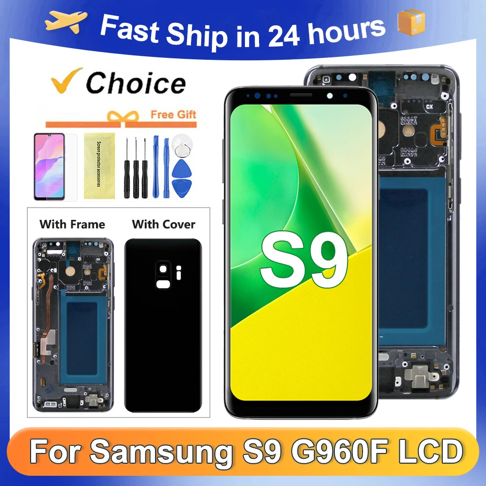 AMOLED With Frame For Samsung S9 G960F G960 G960U G960W G960N LCD Display Digital Touch Screen For S9 Screen Replacement Parts