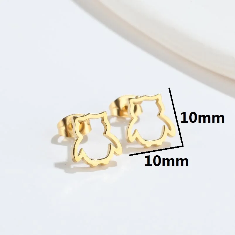 Minimalist Animal Earrings Black Stainless Steel Dinosaur Rabbit Lion Ear Studs for Women Snail Earing Piercing Punk Gifts