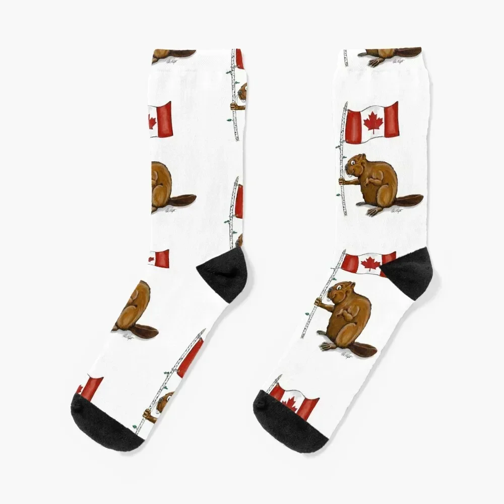 Beaver with Canadian Flag Socks designer kids japanese fashion Socks Men's Women's