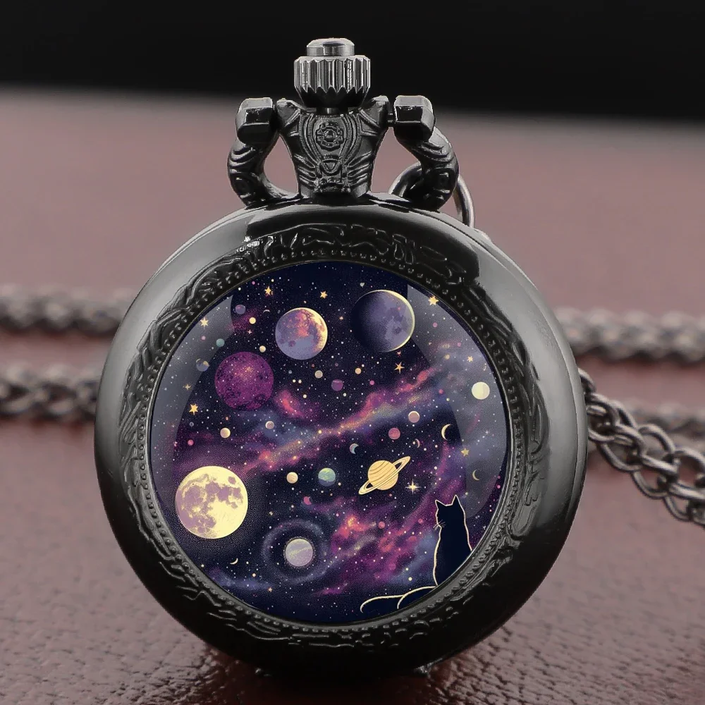 

Мечтательные карманные часы со звездным небом и котом - винтажные арабские часы с цифровым циферблатом и подвеской для женщин и мужчин Relojes De Bolsillo