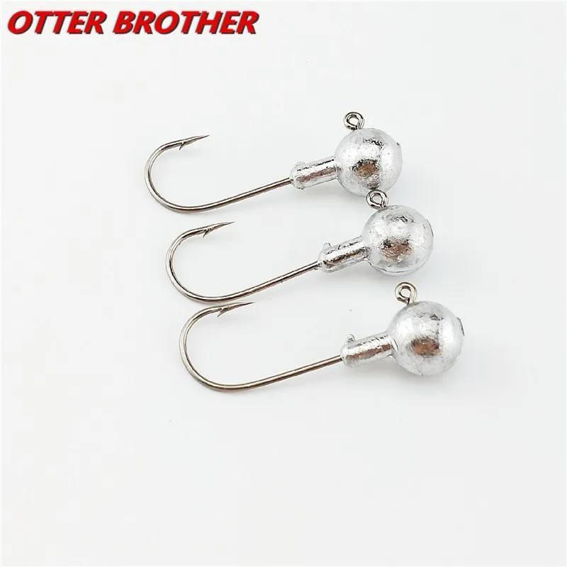 

3pcs/lot 1g -10g Lead Jig Head Barbed Fishing Hook Exposed Round Ball High Carbon Steel Jigging Fishhooks For Soft Worm Lure