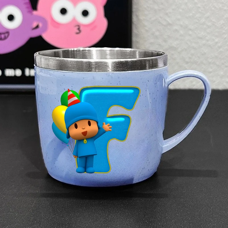 Letter A-Z Water Cup Kids Kawaii Stainless Gargle Toothbrush Cups Student Breakfast Milk Coffee Mug Home Accessories Gift New