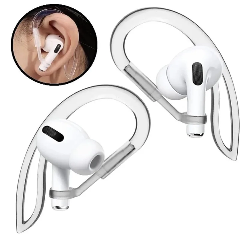 1 paio di ganci per le orecchie in Silicone trasparente per Airpods 3 2 1 Pro accessori per auricolari portatili regolabili Multi-angolo antiscivolo