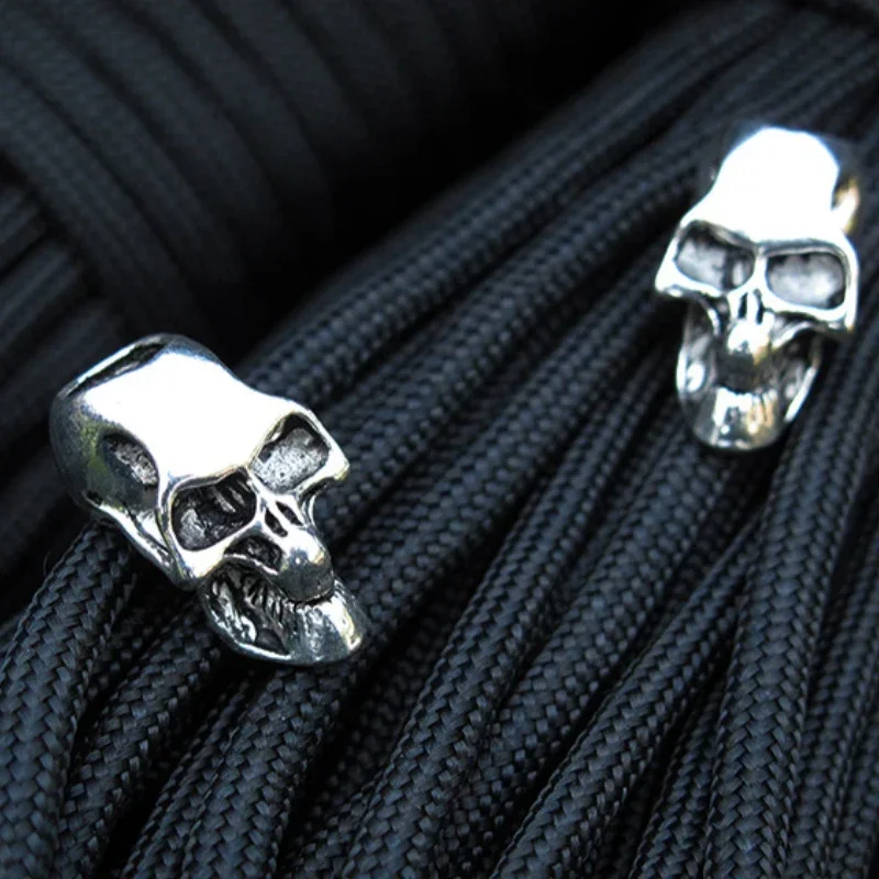 2024 New Outdoor Knife Pendant Zinc Alloy Hand-woven Skull Accessories Umbrella Rope Keychain Flashlight Pendant