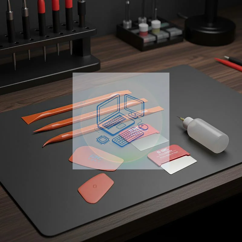 7-in-1 Screen Repair Kit, Includes 3Pcs Plastic Spudgers, 2Pcs Prying Blades, 1Pc Pry Card & 1 Plastic Liquid Bottle