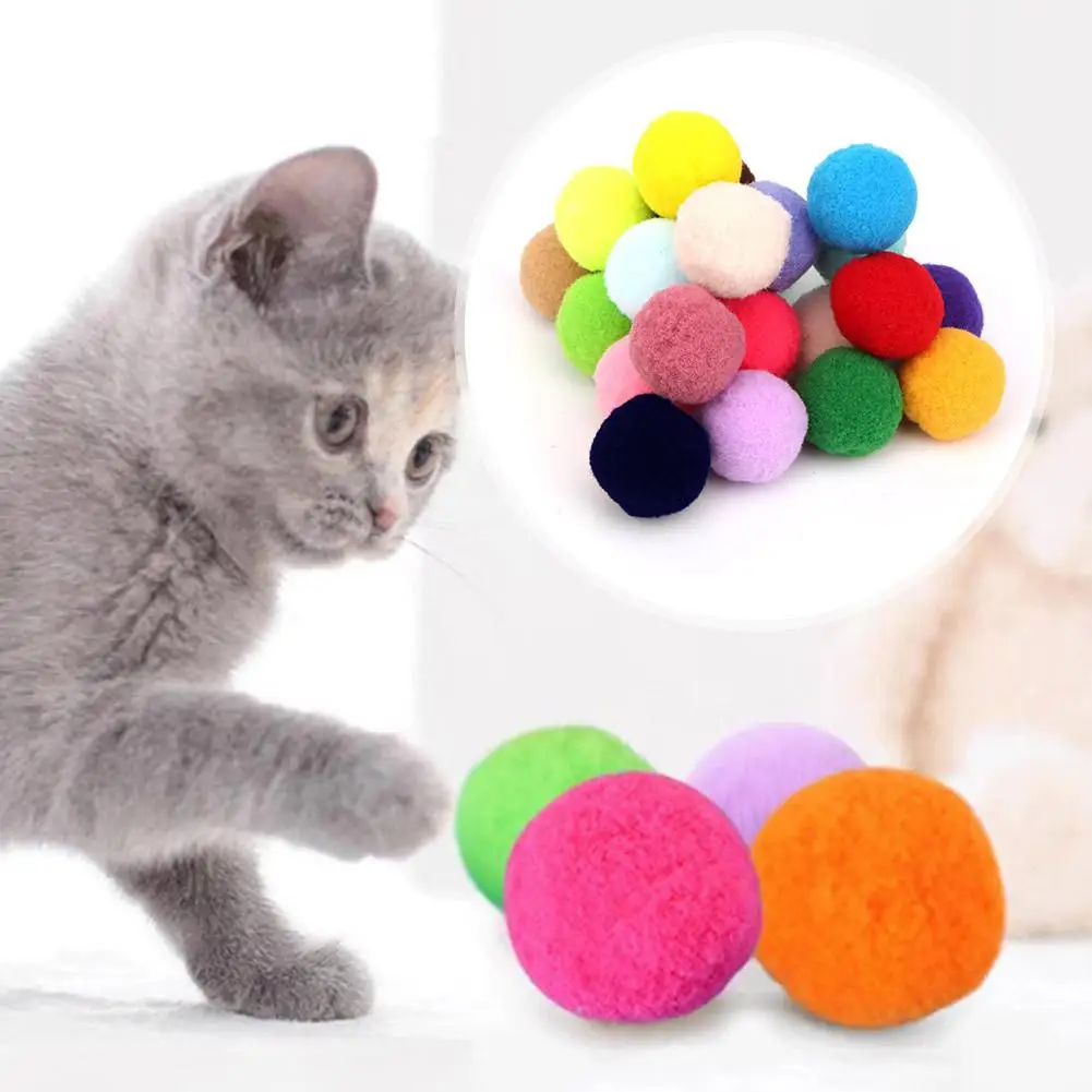 10/20/30Pcs Soft Pom Pom Balls For Kittens Cat Chew Toy Assorted Colors Plush Balls Interactive Toy For Kitten Training And N9P8