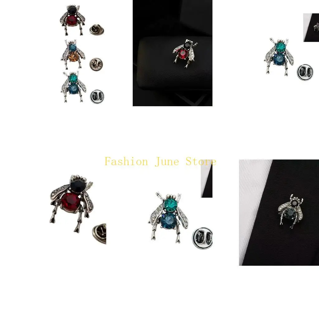 N5KA Gorgeous Crystals Bees Clothes Pin Women Elegant Party Jewelry Accessory