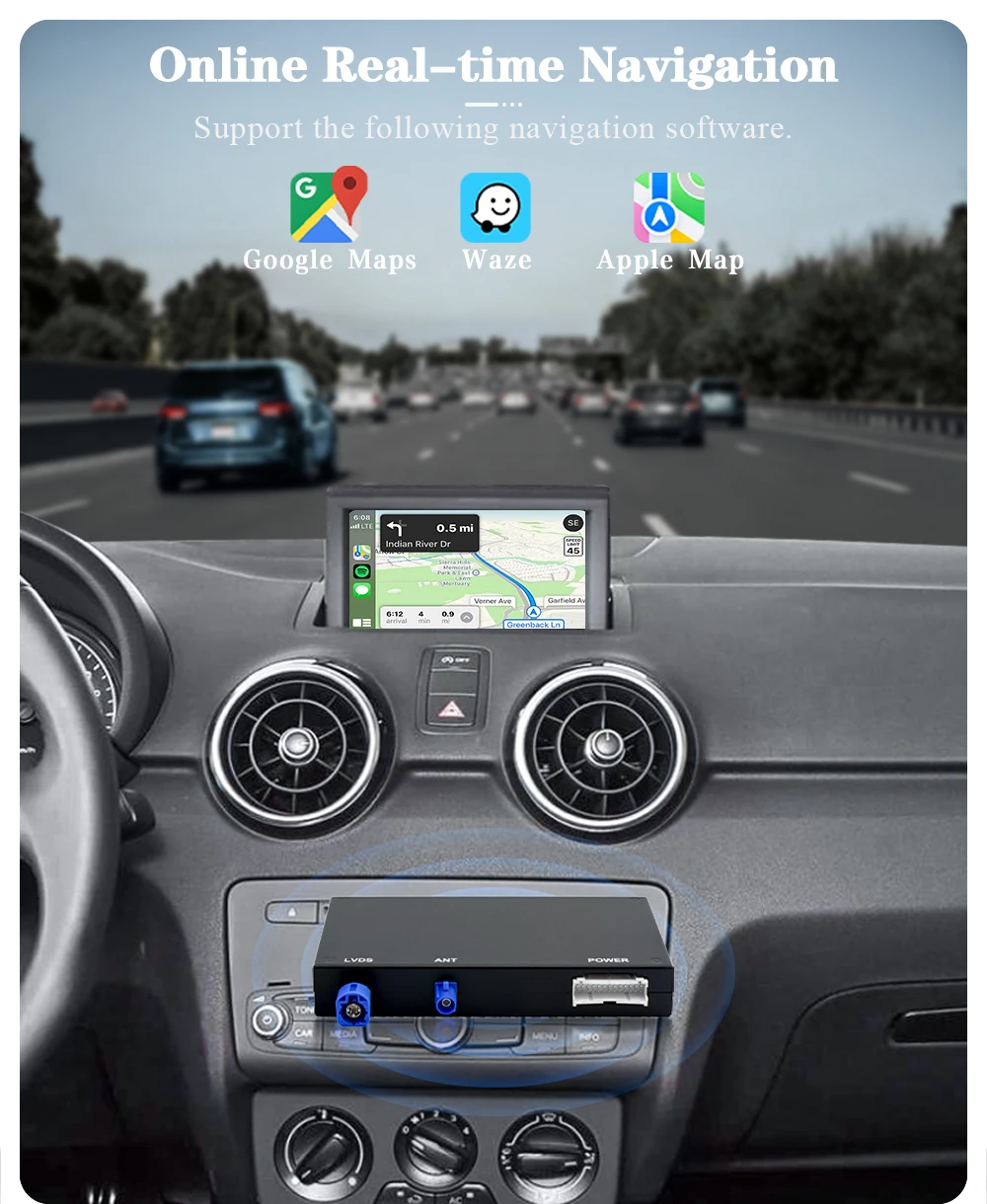 AUTOTOP Linux Wireless CarPlay Interface Box für Audi A1 Q3 2012-2018 mit Spiegel LinkaAirPlay Android Auto GPS Navigation BT – Detail 7